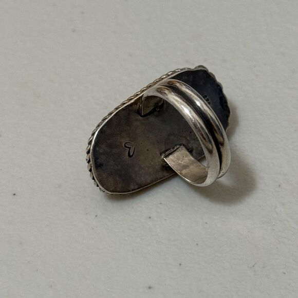 Southwestern Spiny Signed Sterling Size 8 1/2 Ring - Picture 3 of 4